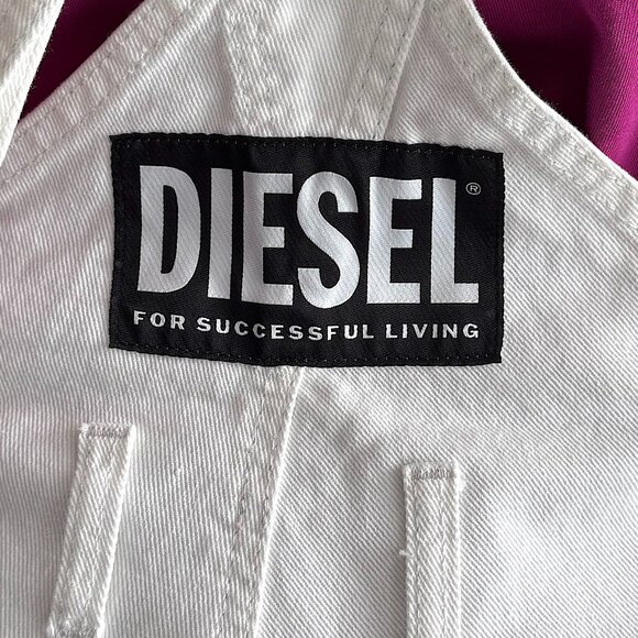 Diesel White Denim Overall Shorts - Size S - Picture 11 of 11